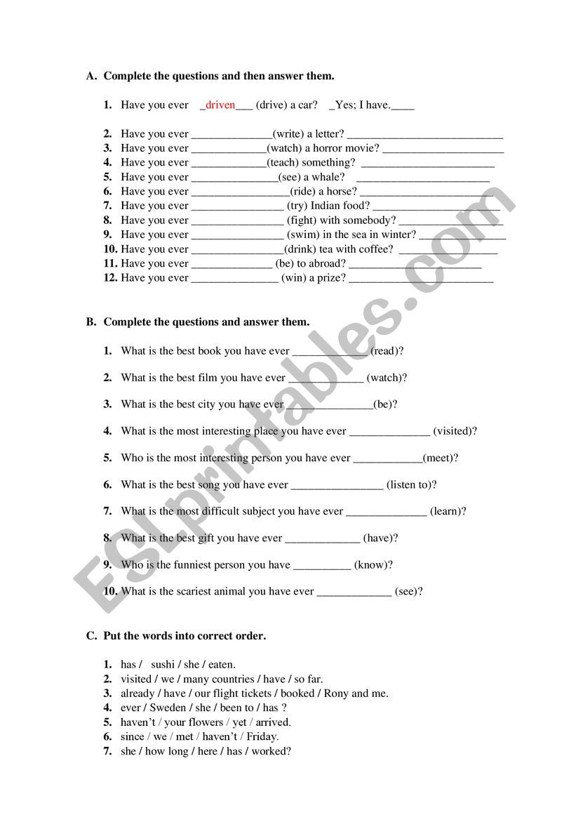 Present perfect in special structures