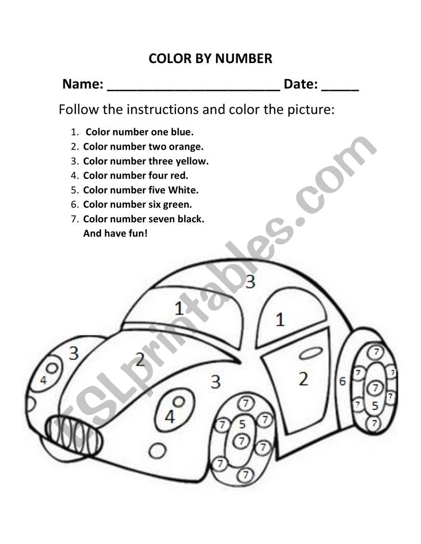 Color by number #1 worksheet