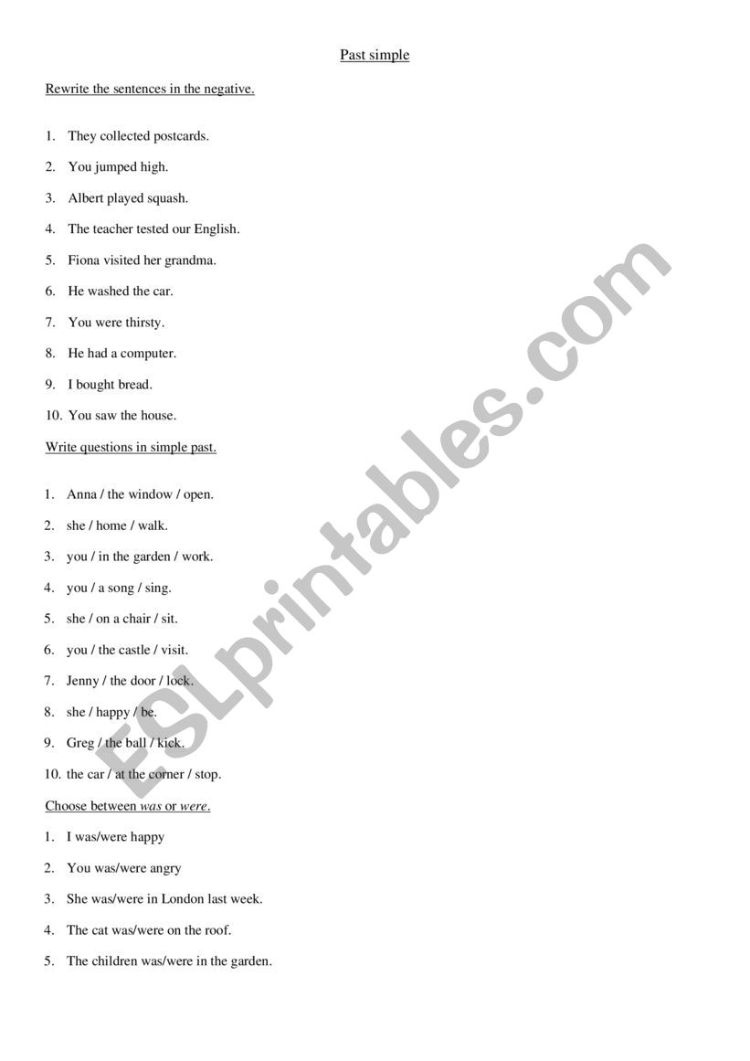 Past simple exercises worksheet