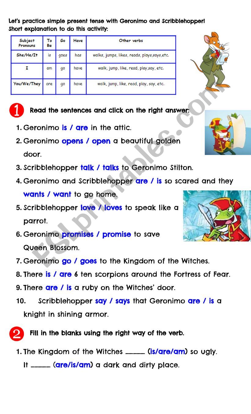 Present Simple Tense with Geronimo Stilton