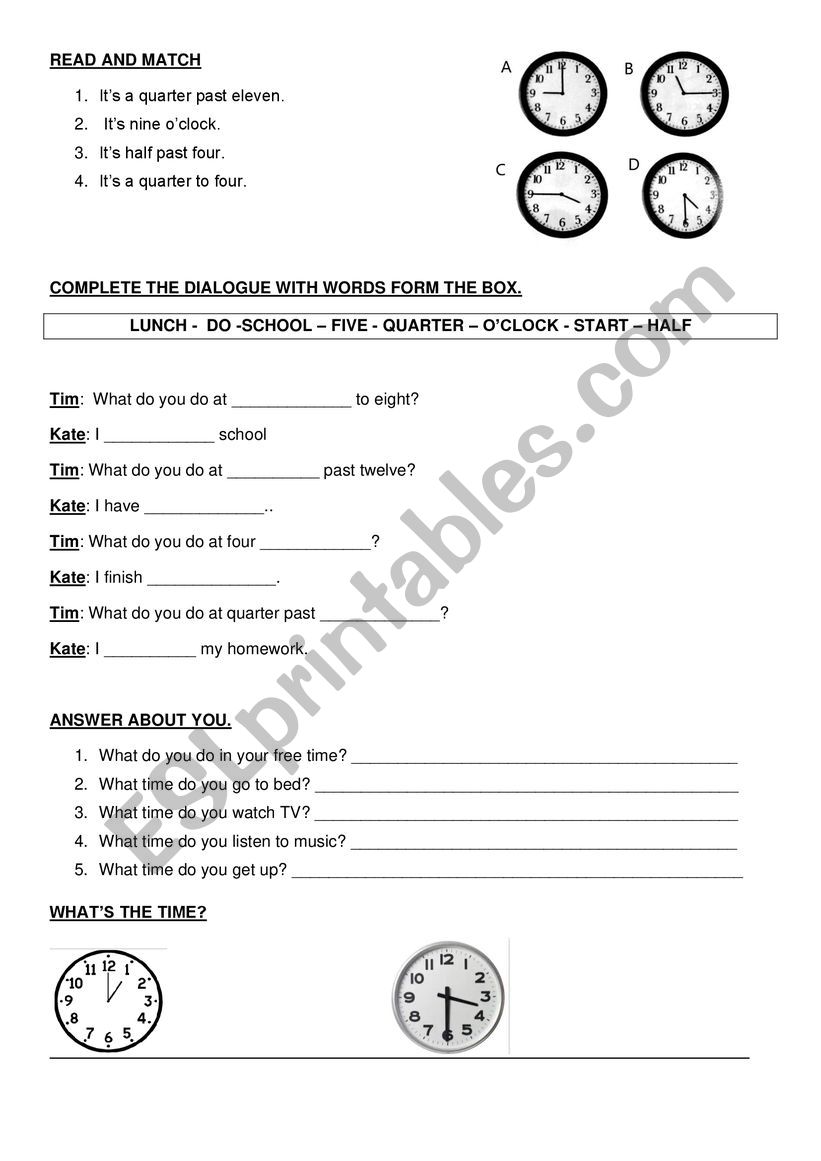 The time worksheet