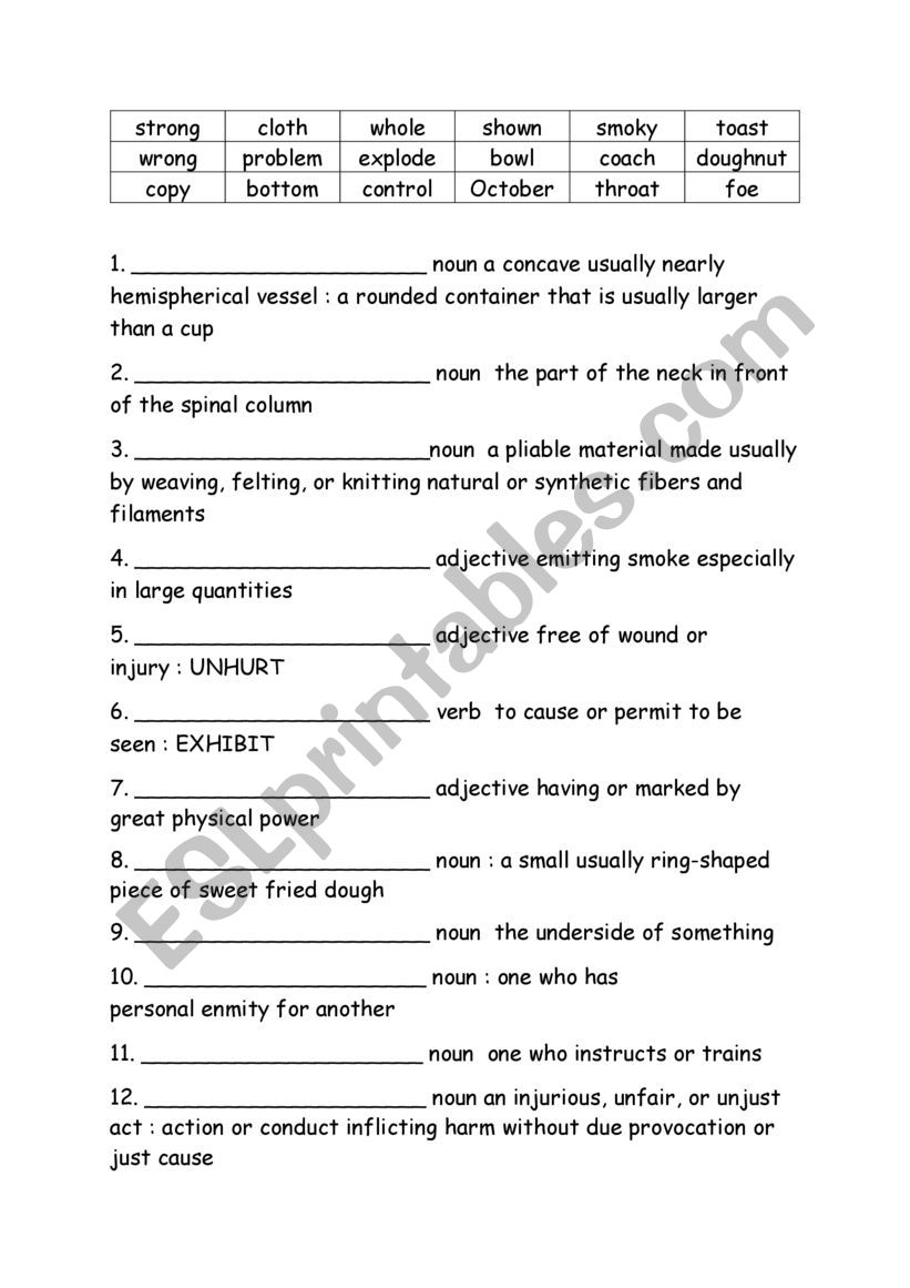 Spelling Words Definitions Grade 4 Week 6