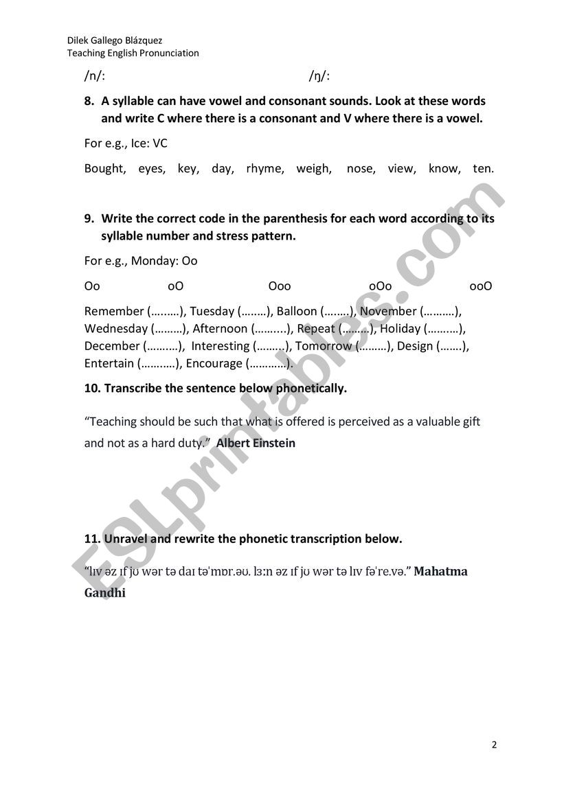 Phonetic transcription exercises - ESL worksheet by League of Legends