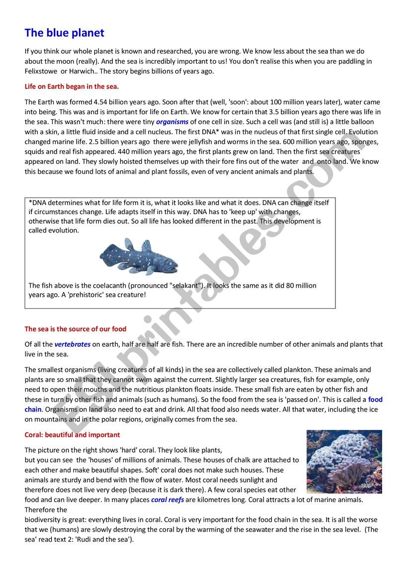 The Blue Planet worksheet