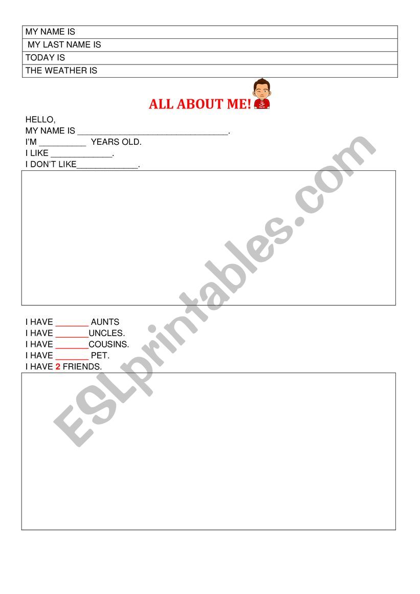 ALL ABOUT ME worksheet