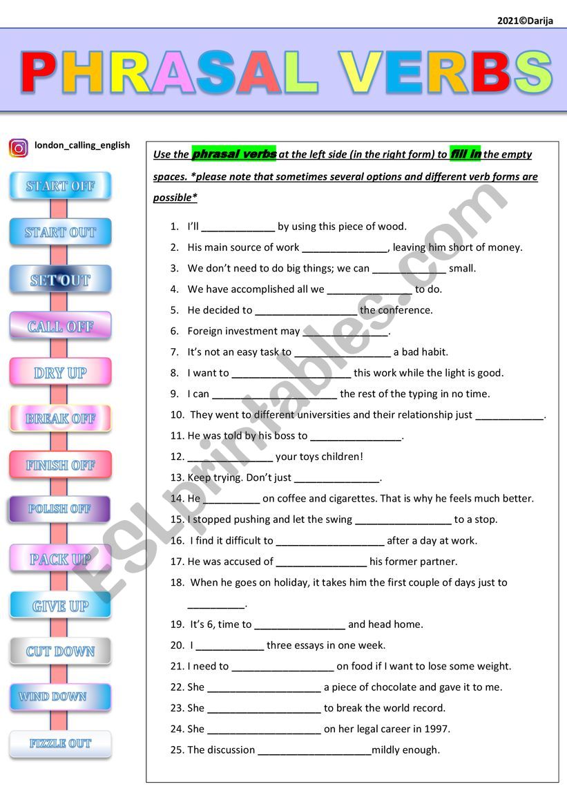 Phrasal Verbs worksheet