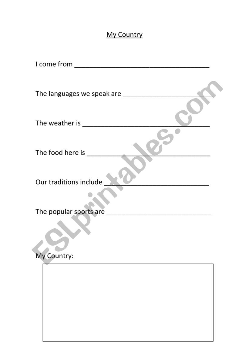 My Country worksheet