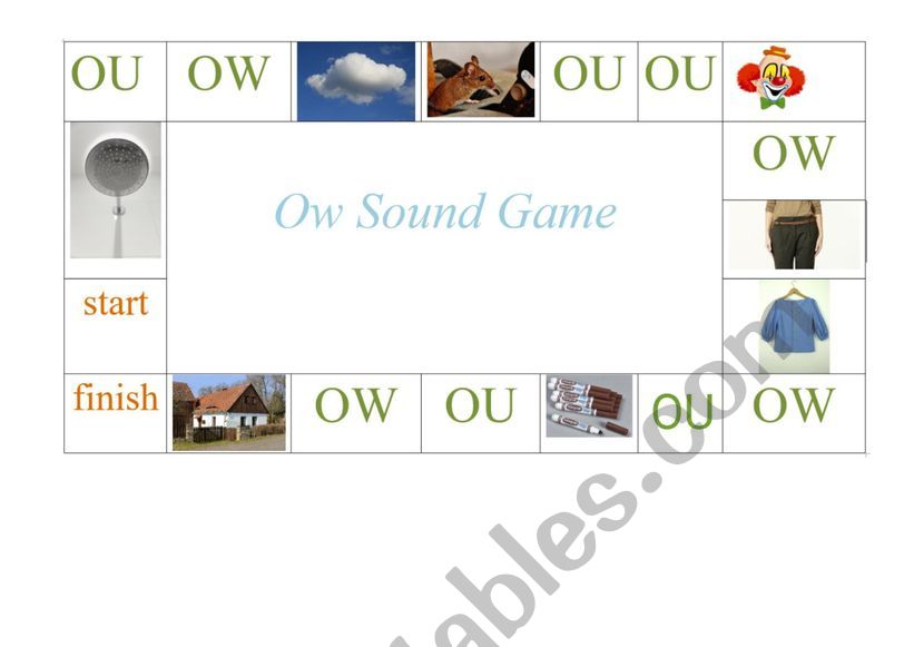 Ow sound game worksheet
