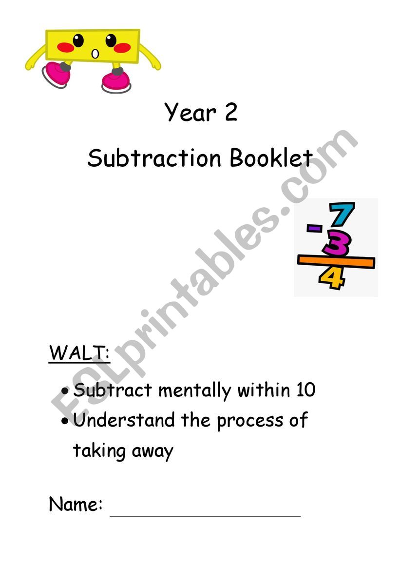 Subtraction booklet worksheet