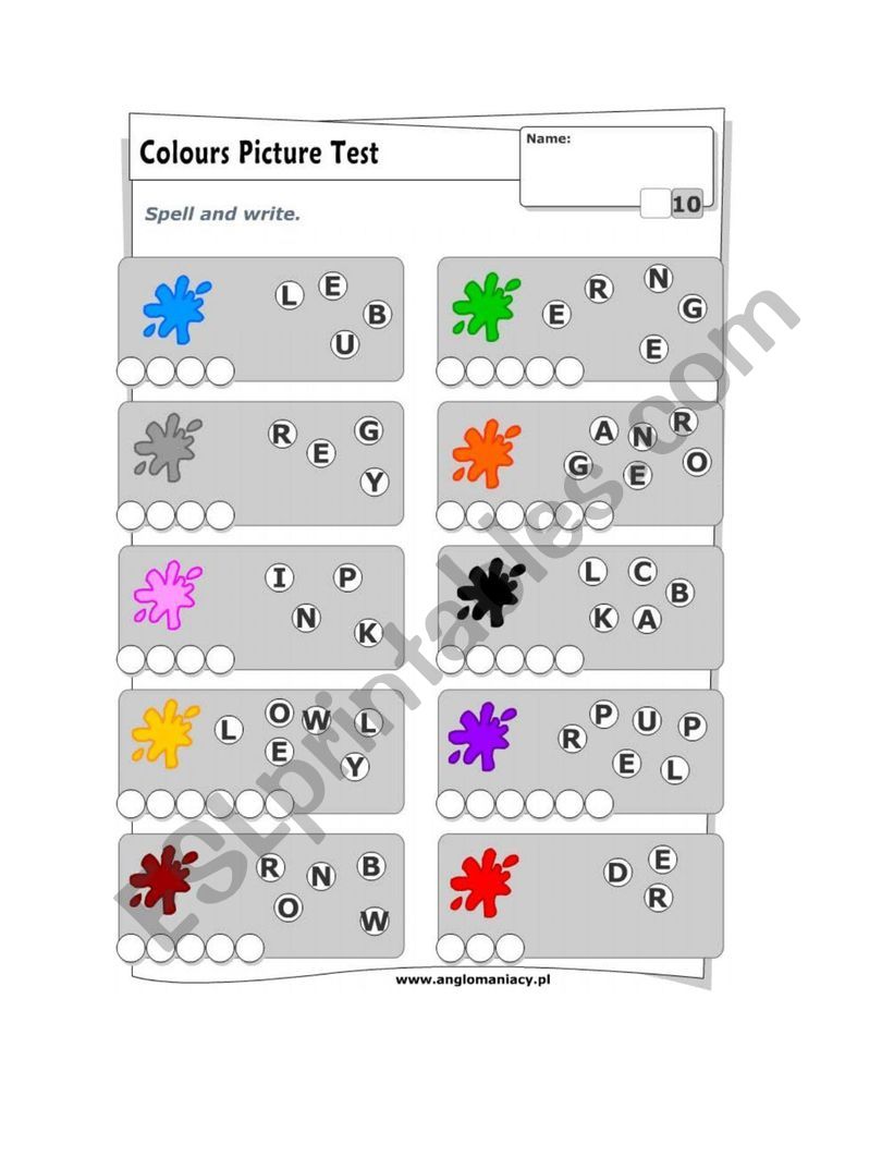 colors worksheet