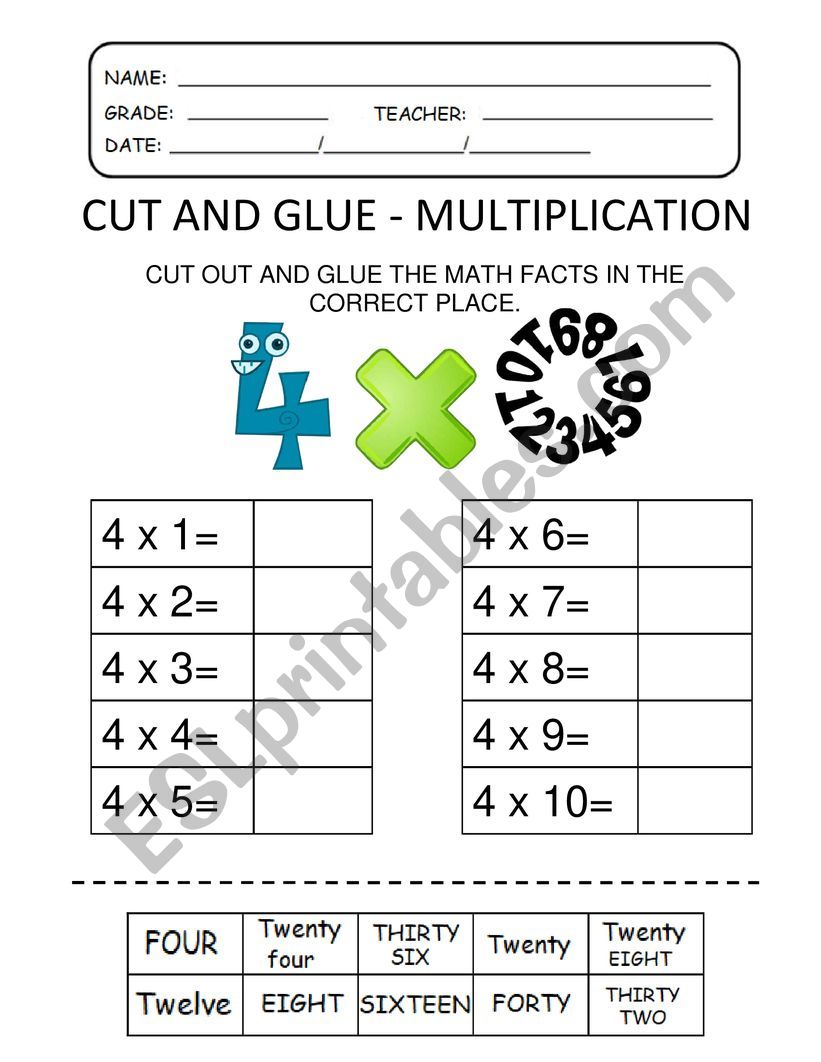 MULTIPLICATION FACT 4 worksheet