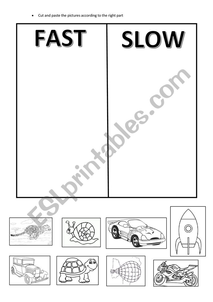 English Worksheets FAST AND SLOW