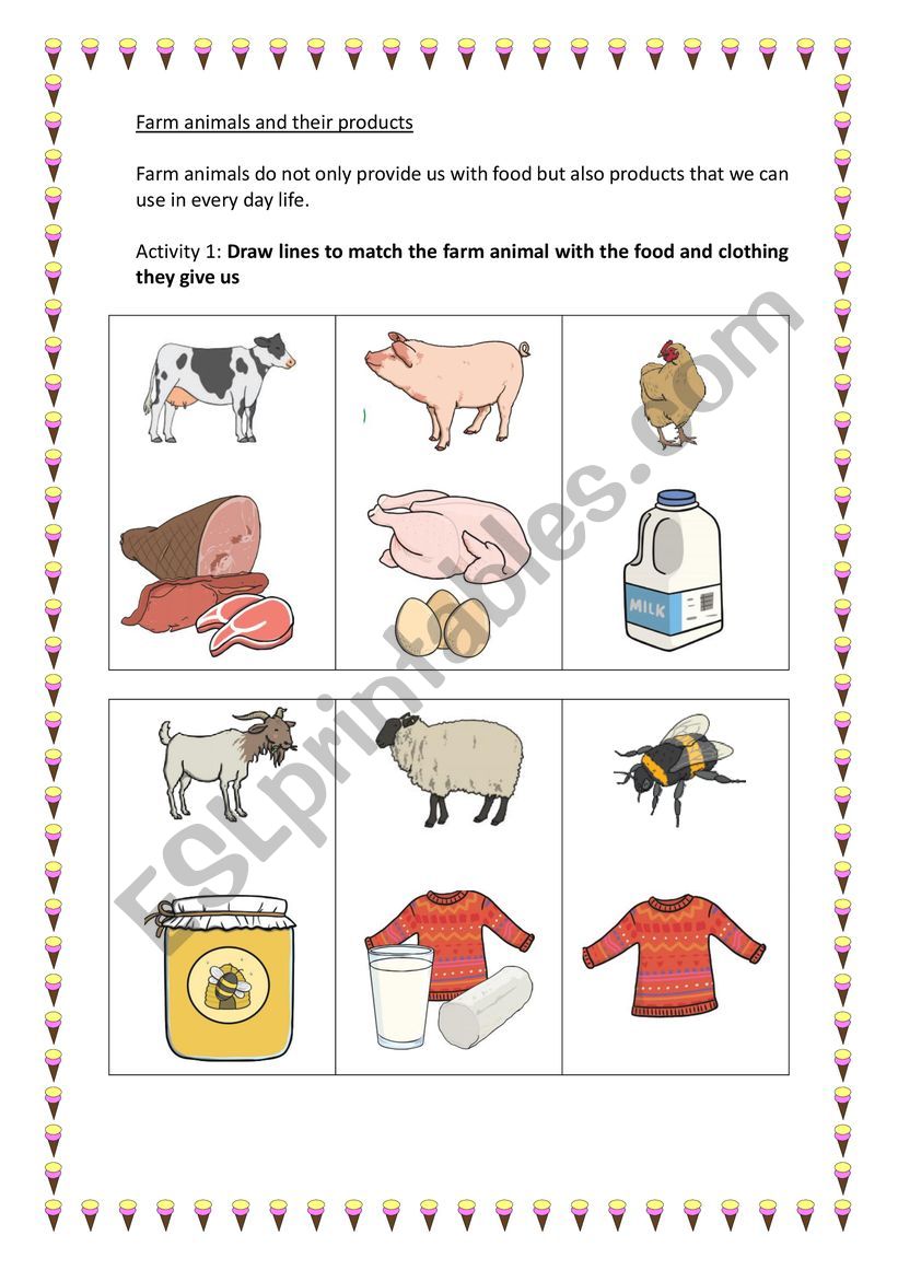 Farm Animals And Their Products ESL Worksheet By Carina vlachos