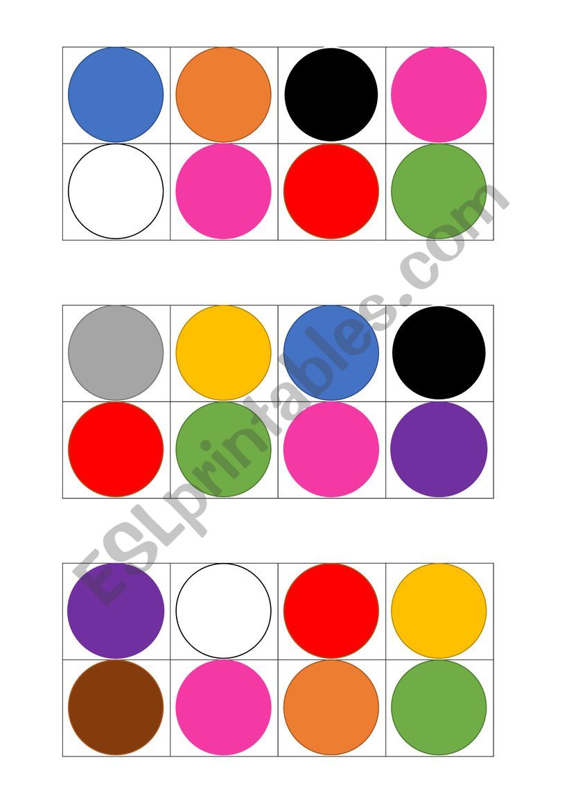 Bingo Colours worksheet