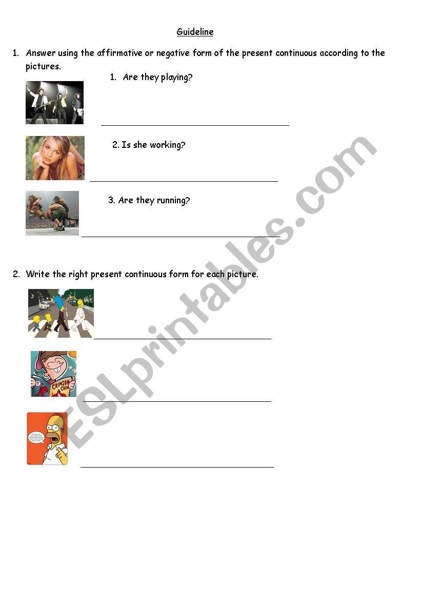 Present Continuous Activities worksheet