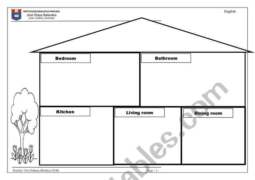 Parts of the house worksheet