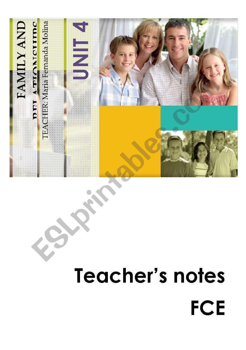FCE Family and Relationships - Teachers notes