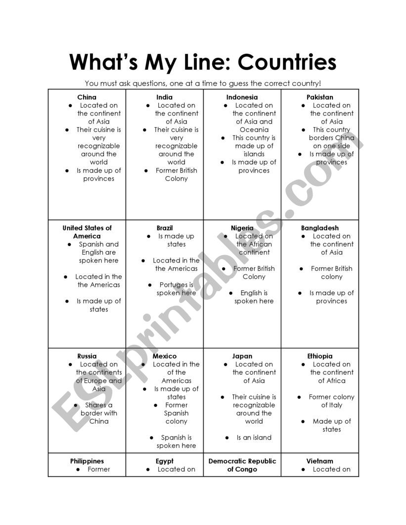 What is my line? Country Edition
