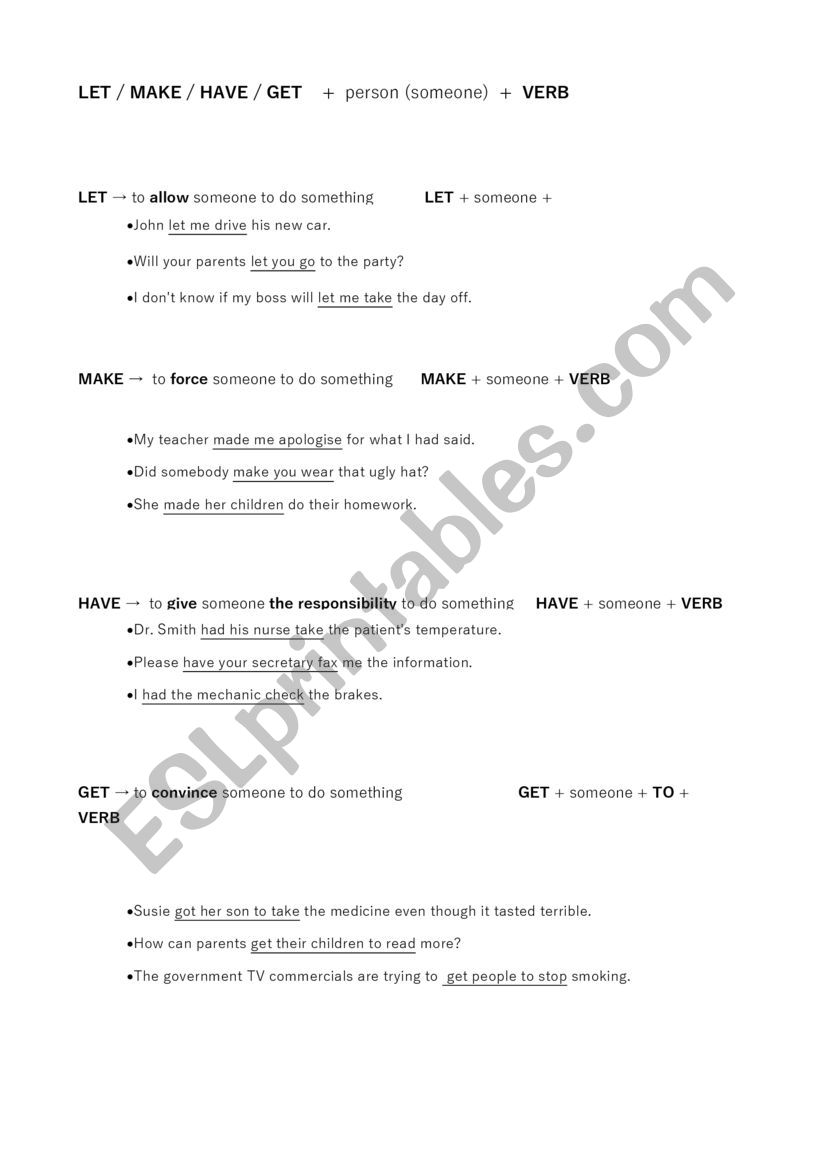 Using Make And Let Let Or Make Exercises Pdf , Make or do: worksheets, printable exercises ...