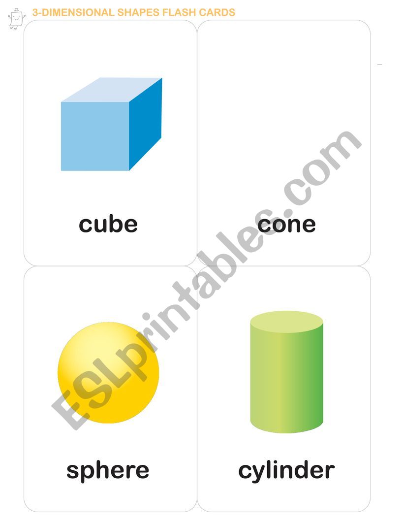 3d shapes flash cards worksheet