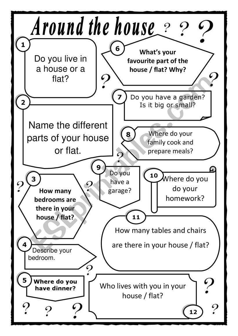 Around the house worksheet