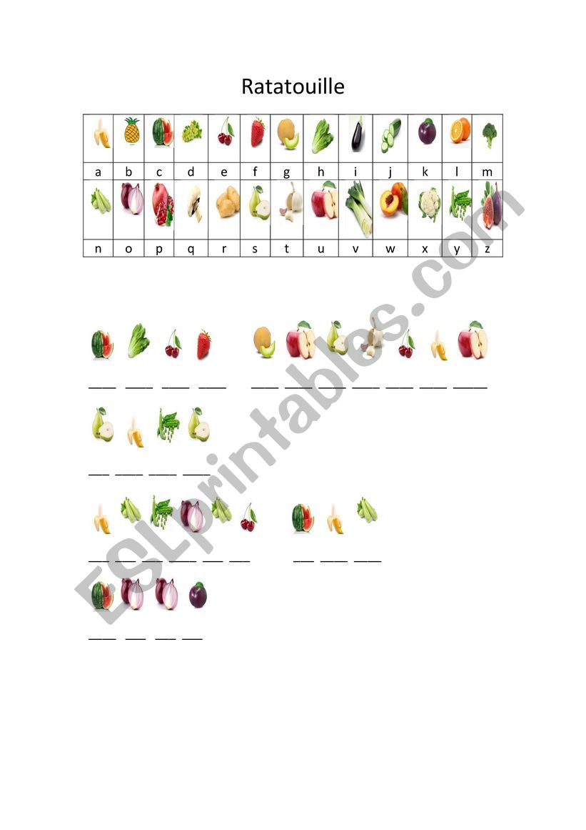 Ratatouille cryptogram worksheet