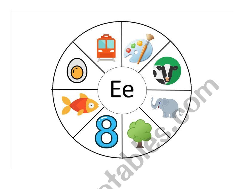 Letter Game A-Z - Letter E worksheet