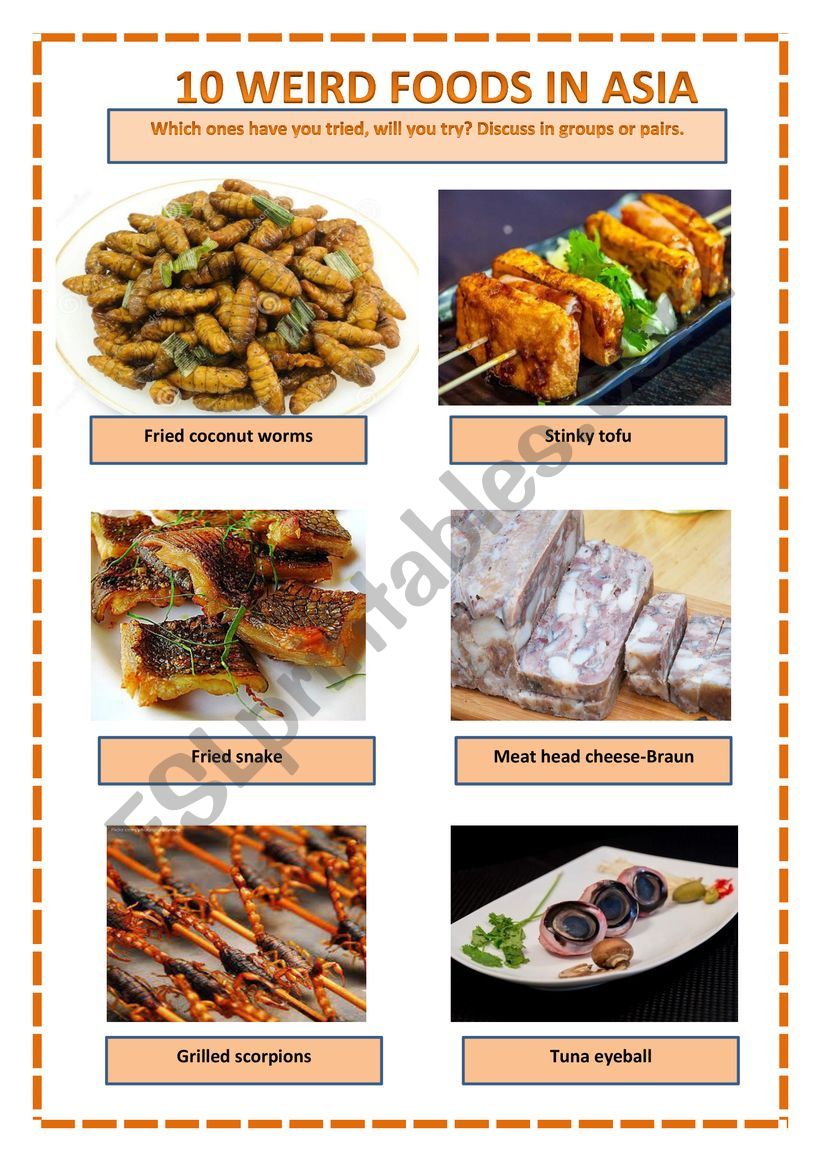 10 Weird Foods in Asia worksheet