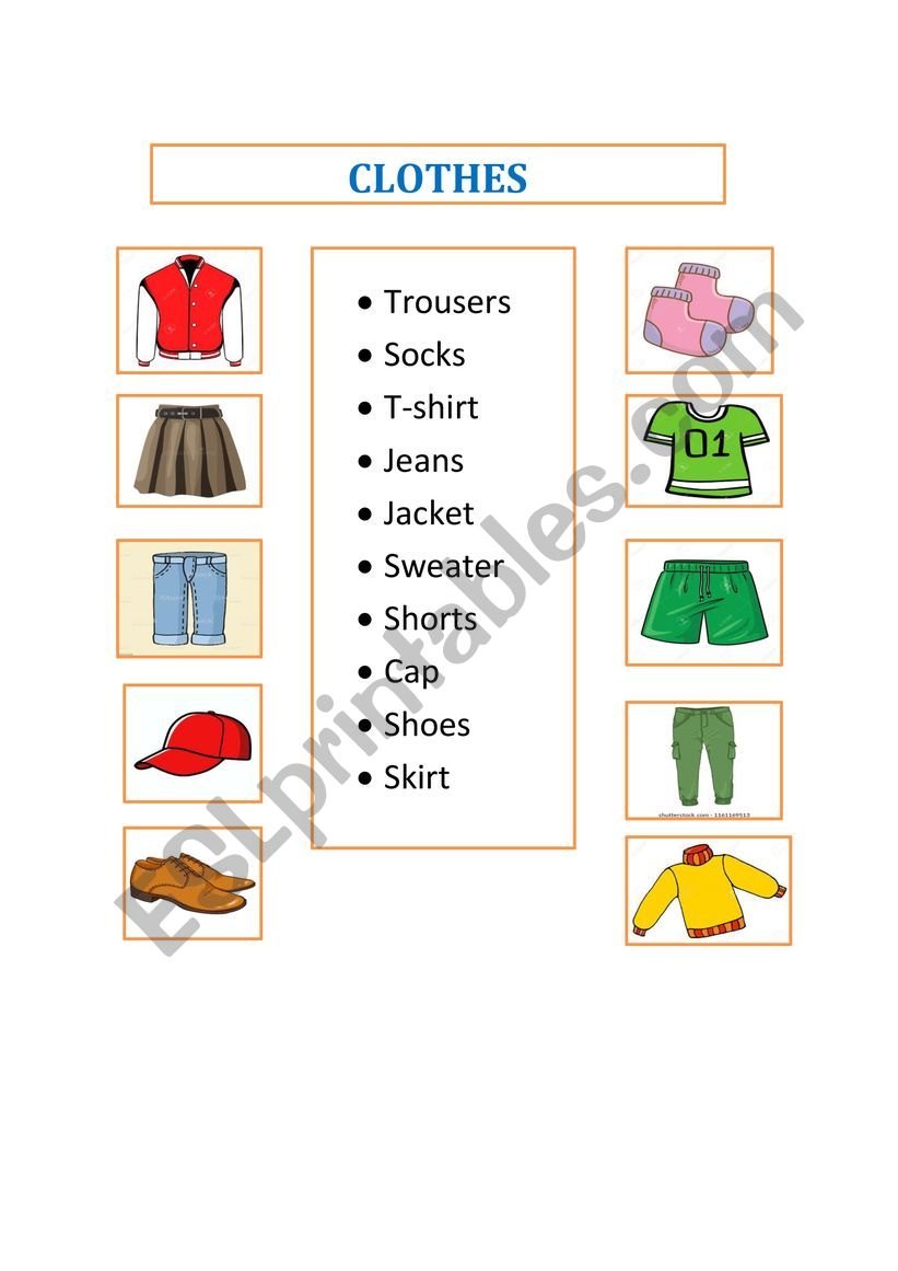 clothes worksheet