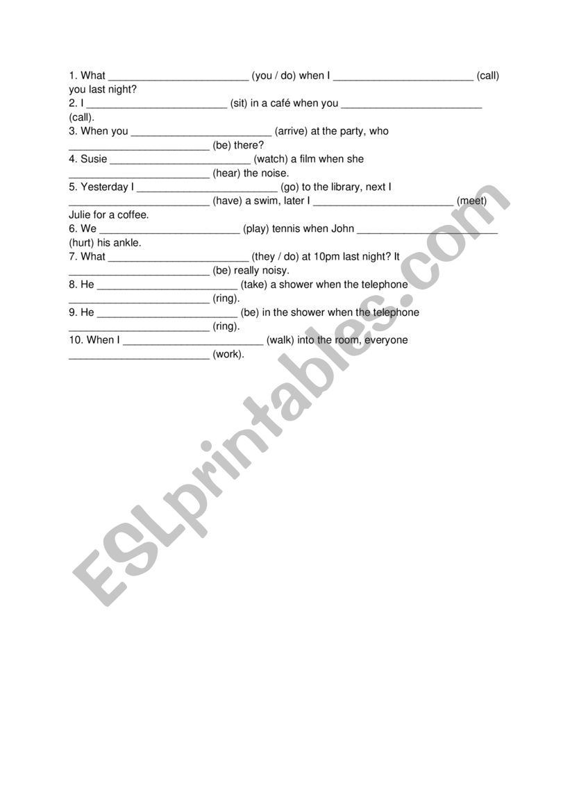 Past Simple vs Past Contiuous worksheet