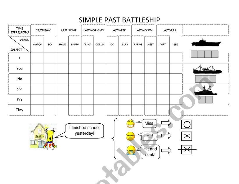 BattleShip Simple Past  worksheet