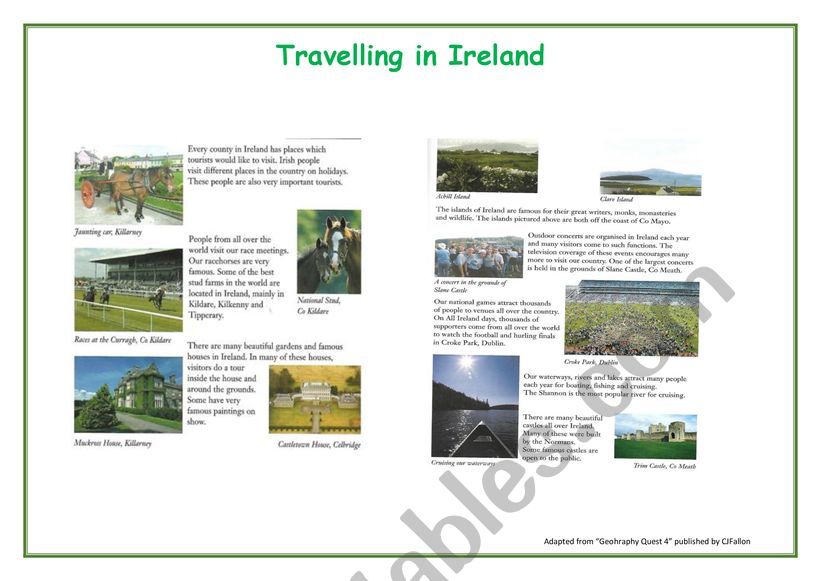 Travelling in Ireland worksheet