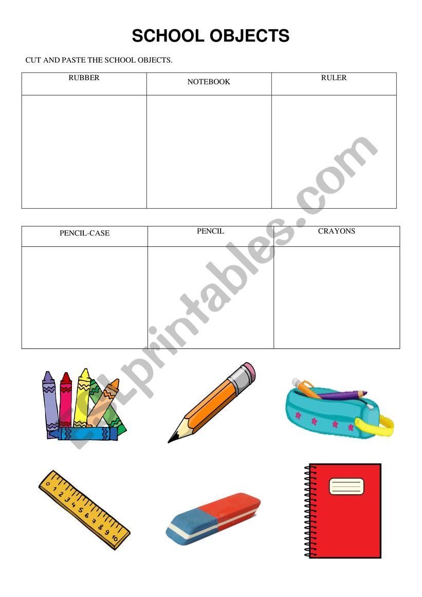 SCHOOL OBJECTS worksheet