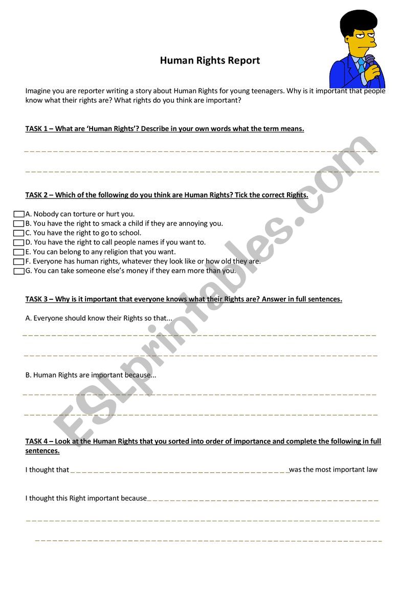 HUMAN RIGHTS worksheet