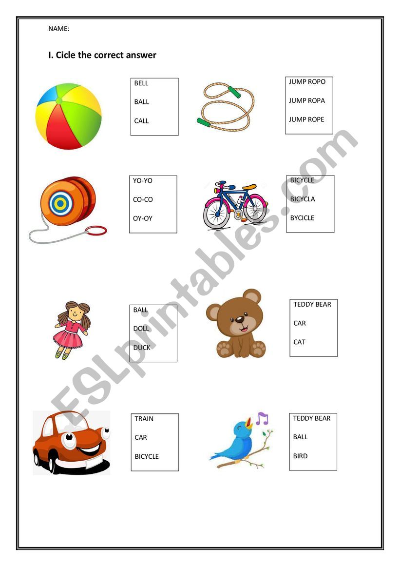 Toys and School Things, let�s begin unit 1 