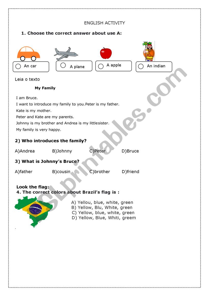 ENGLISH ACTIVITY  worksheet