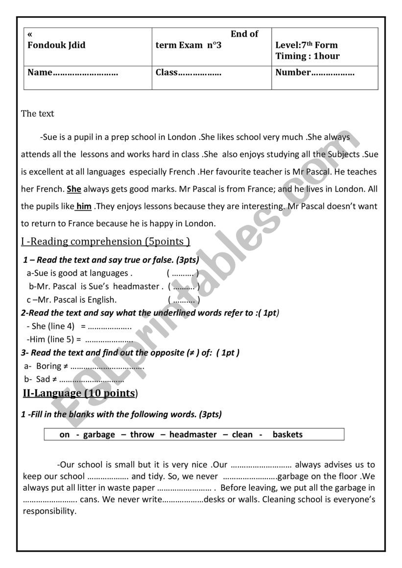 module 1 8th form tunisian program