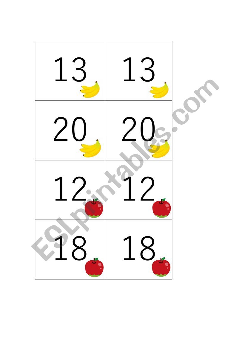 Fruits and Numbers worksheet