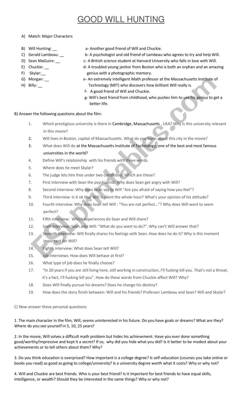 Good will hunting essay
