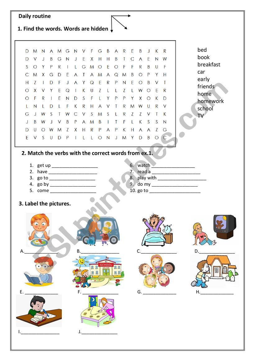 My daily routine worksheet