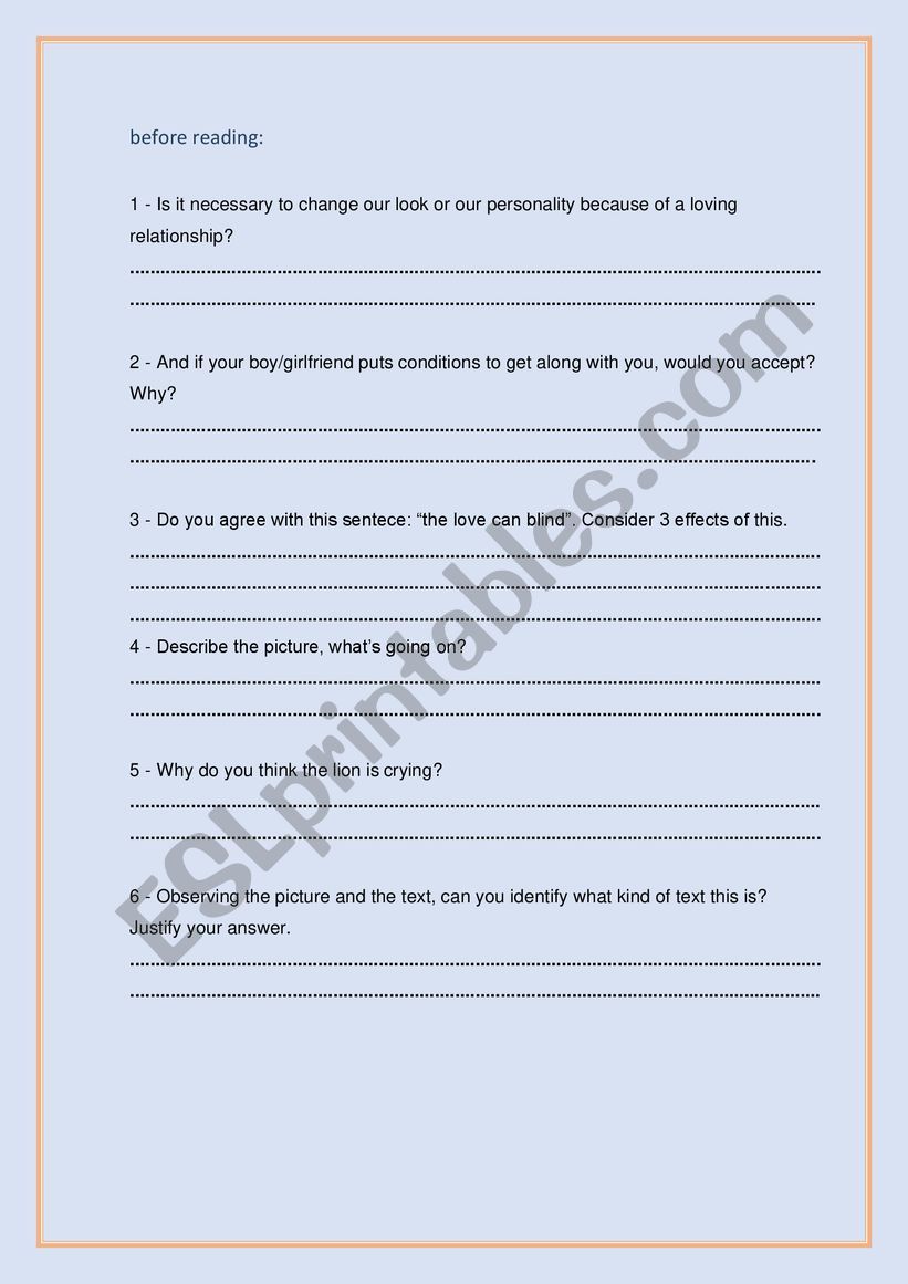 Fable comprehension worksheet