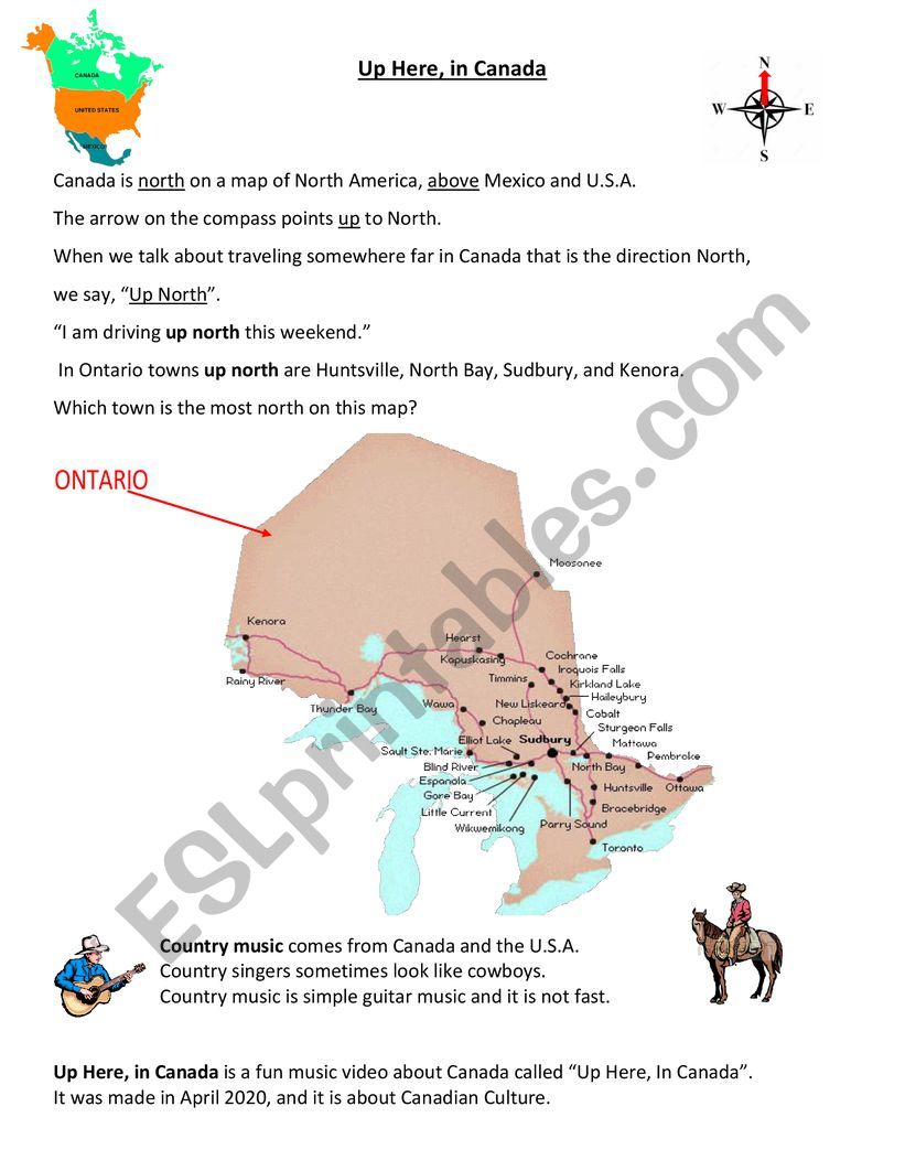 Up Here, In Canada worksheet
