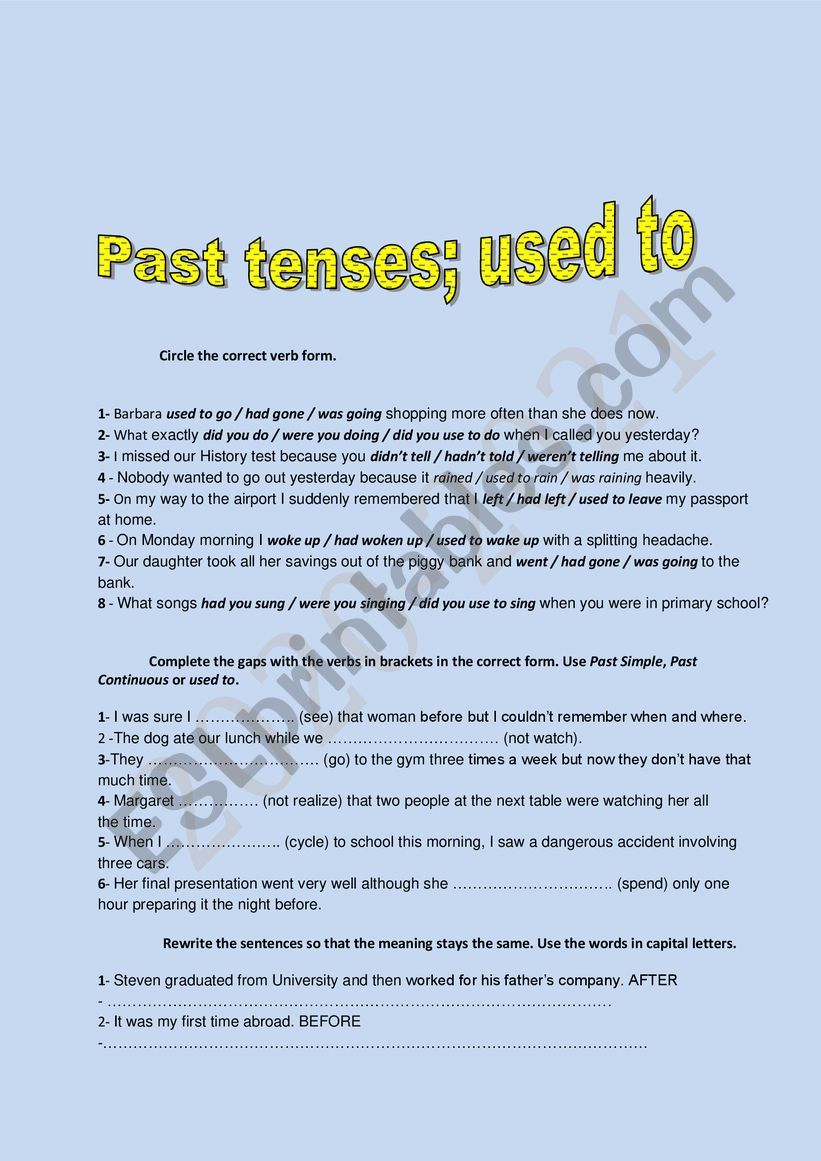 PAST TENSES  worksheet