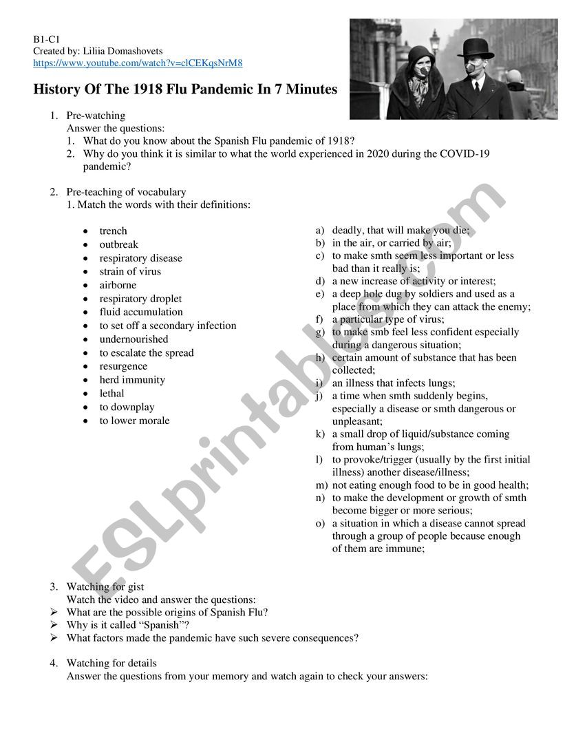 Spanish Flu Video Lesson worksheet