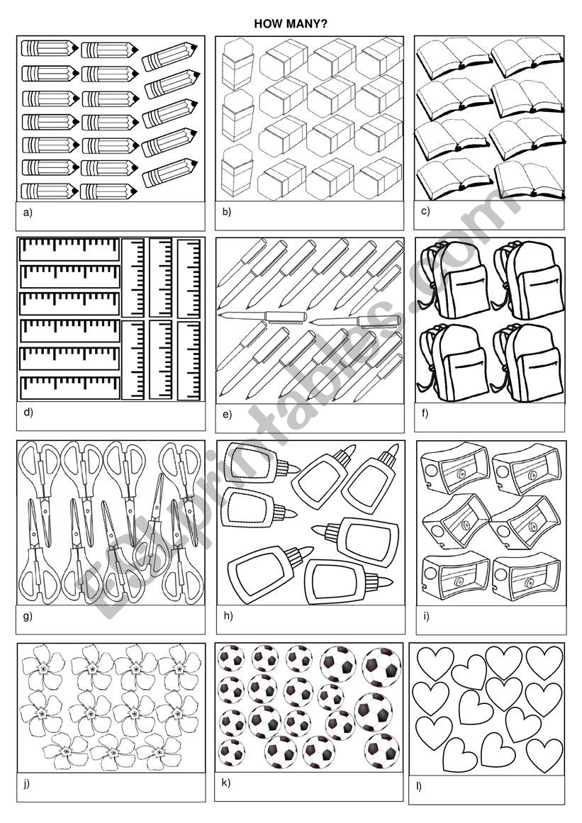How many? (1-20) worksheet