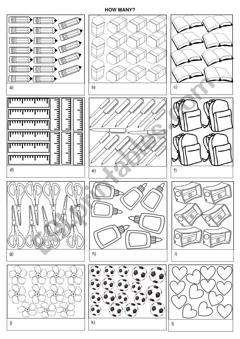 How many? (1-20) worksheet