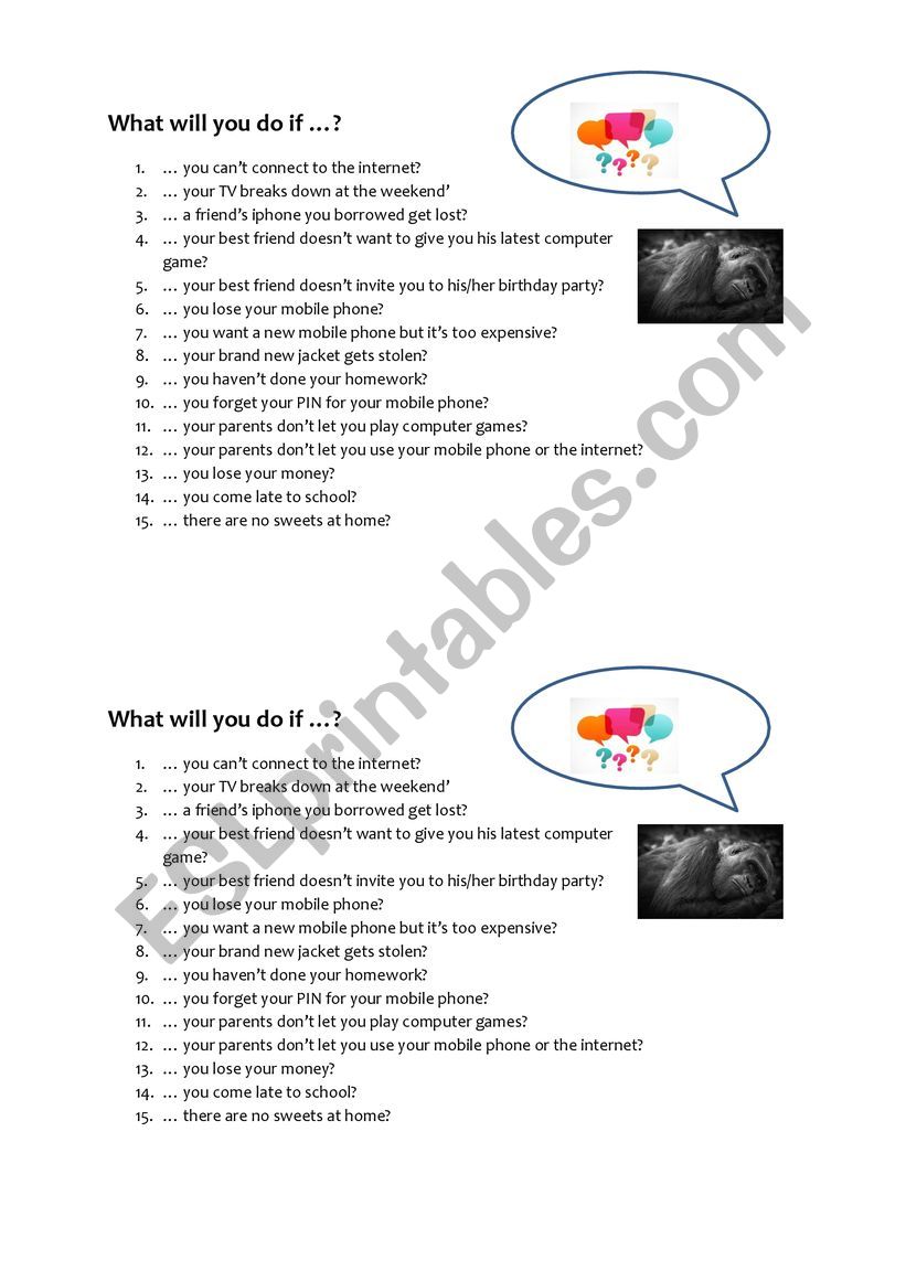 What will you do if... worksheet