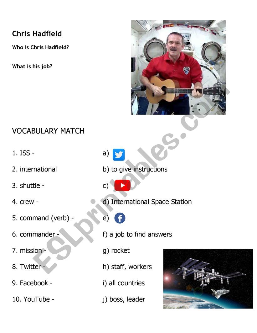 Chris Hadfield worksheet