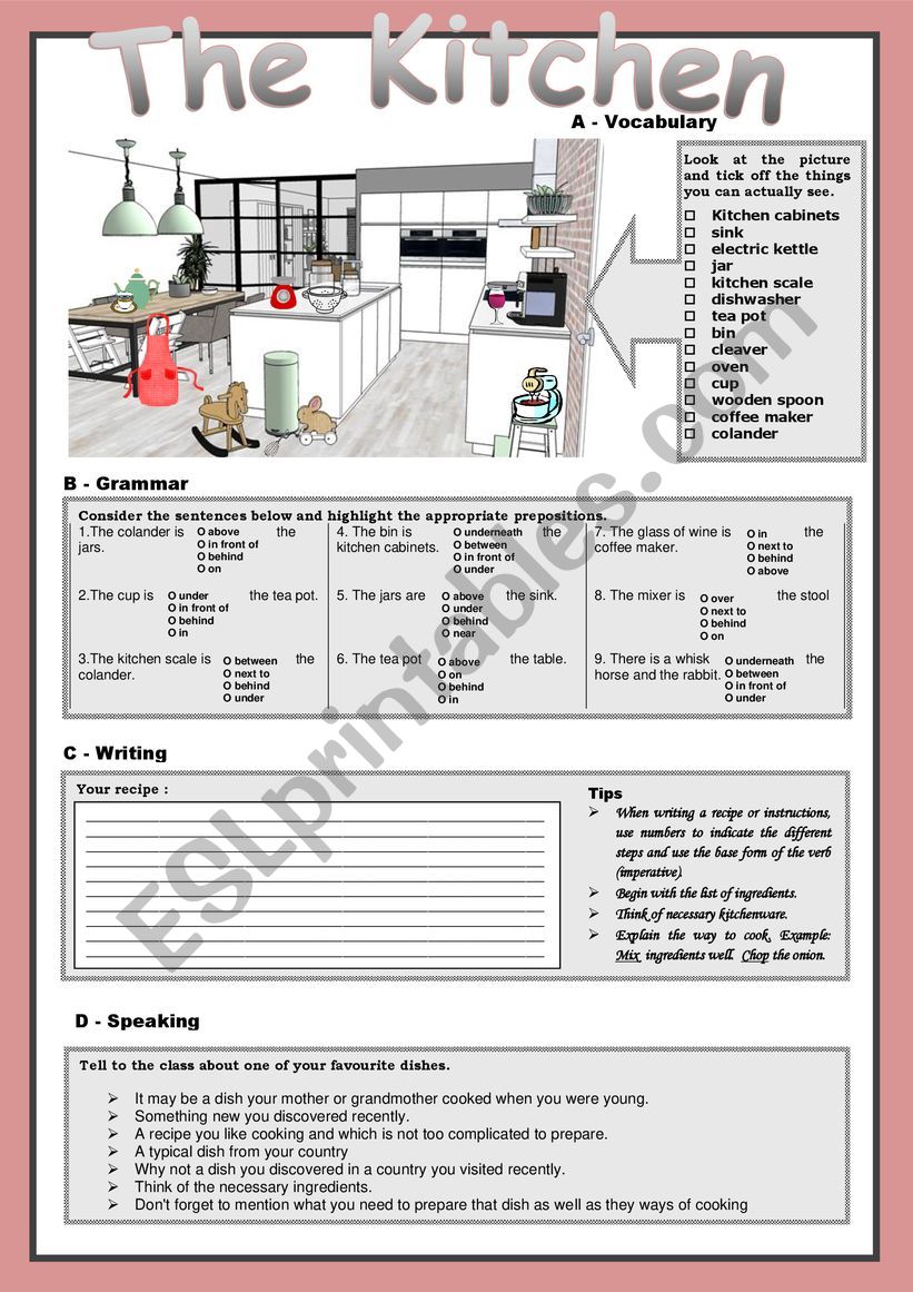 The KITCHEN worksheet