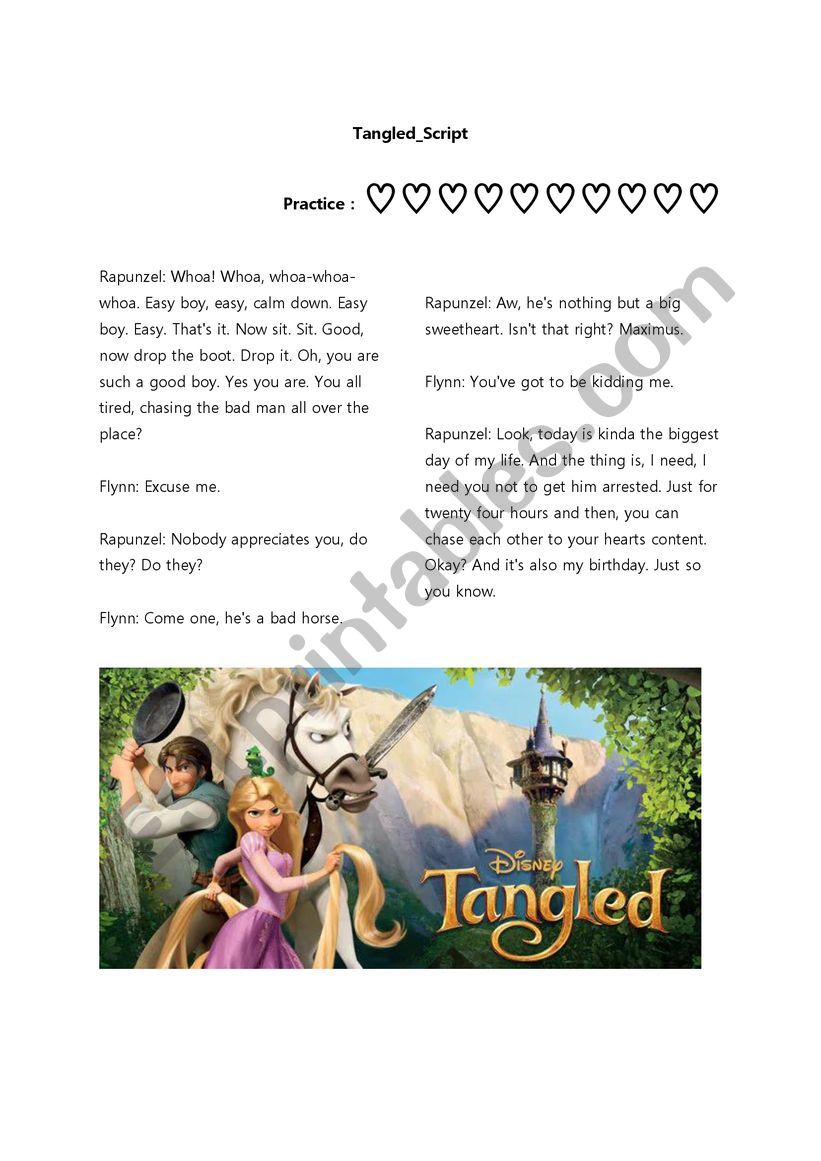 Tangled_script(for dubbing) worksheet